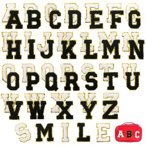 White & Black Chenille Letter Patches